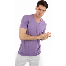 Story Of Basics - V Yaka Kısa Kollu Likralı Viskon Erkek T-Shirt
