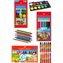 Artlantis Öğrenci Boyama Seti 3 Lü Faber 12 Renk Sulu Boya Kuru Boya Pastel Boya 12'li Boya Set Faber Castell Okul Sınıf