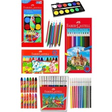 Artlantis Öğrenci Boyama Seti 4 Lü Faber 12 Renk Sulu Boya Kuru Boya Pastel Boya Keçeli Kalem 12'li Boya Set Faber Castell Okul Sınıf