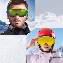 Badem10 Kayak Gözlüğü Değiştirebilir Camlı Güneş Kar Gözlük Gökkuşağı Snowboard Glasses Gözlük+1 Adet Yedek Cam (Sarı)