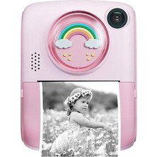 Pazariz Anlık Termal Yazıcılı Dijital Çocuk Kamerası 2.0 Inç Hd 1080P Instant Photo Printer Camera Pembe