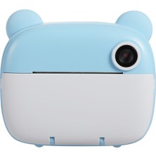 Pazariz Anlık Termal Yazıcılı Dijital Çocuk Kamerası Kulaklı 2.4 Inç Hd Photo Printer Camera Mavi