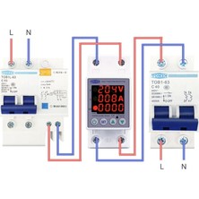 Tomzn Gerilim Koruma Rölesi Yüksek Alçak Voltaj Akım Koruma 63A Dahili Kontaktör Voltmetre Ampermetre ve Enerji Ölçerli