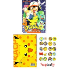 Pokemon Boyama Kitabı 3'lü Boyama , Sticker , Maskeli