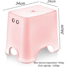 Geseus Banyo Taburesi Çok Amaçlı Tabure Kaymaz Ayakalı MAX-140KG Taşıma KAPASITESI-PEMBE-5171-84P