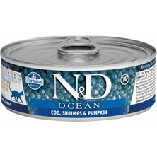 N&D Ocean Tahılsız Morina Balıklı Karidesli Balkabaklı Yavru Kedi Konservesi 80 gr