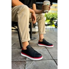 Chekich CH979 Santoni Gbt Spor Erkek Ayakkabı Siyah/Kırmızı