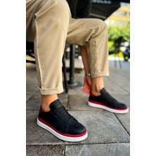 Chekich CH979 Santoni Gbt Spor Erkek Ayakkabı Siyah/Kırmızı