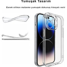 CepStok iPhone 14 Pro(6.1) Kılıf Şeffaf Kamera Korumalı Tıpalı Yumuşak Silikon