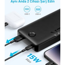 Anker 325 Powerbank 20000mAh - PowerCore 20K II Taşınabilir Hızlı Şarj Cihazı - 15W - Siyah - A1286 (Anker Türkiye Garantili)