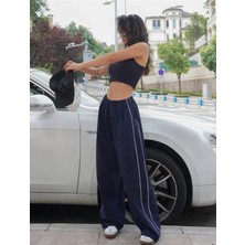 Deef Wear Y2K Lacivert Şerit Detay Eşofman Altı