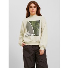JJXX Jxella Loose Crew Ls Swt Kadın Beyaz Sweatshirt 12241324-White