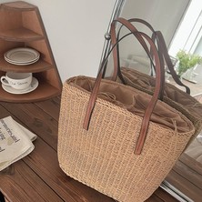 Chinese Manufacturer Basit Hasır Çanta Hasır Çanta Dokuma Çanta Tatil Plaj Çantası Çok Yönlü Omuz Çantası Yaz Işe Gidip Gelirken (Yurt Dışından)