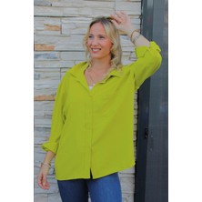 Butik Mine Ayrobin Oversize Cepli Gömlek Yağyeşili - 0820.195