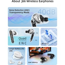 Kablosuz Bluetooth Kulaklıklar Aktif Gürültü Önleme Tws Kulaklık J66 Kulaklıklar (Yurt Dışından)