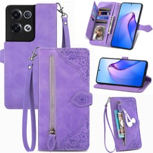 Yihang Boutique Ile Uyumlu Oppo Reno 8 Pro Fermuarlı Kese Manyetik Kart Tutacağı Bilek Kayışlı Cüzdan Kesesi Oppo Reno 8 Pro (Yurt Dışından)