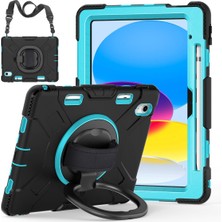 XFashion Apple iPad 10.9 (2022) Pc+Silikon Tablet Kılıfı Şok Geçirmez Sağlam Kickstand Cover / Kalem Tutucu (Yurt Dışından)