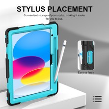 XFashion Apple iPad 10.9 (2022) Pc+Silikon Tablet Kılıfı Şok Geçirmez Sağlam Kickstand Cover / Kalem Tutucu (Yurt Dışından)