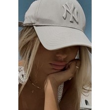 Elif İç Giyim Unisex Bej Ny Nakışlı Kep Şapka Standart Kalıp ile Rahat Kullanım