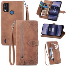 Yihang Boutique Ile Uyumlu Nokia G11 Plus Fermuarlı Kese Manyetik Kart Tutacağı Bilek Kayışlı Cüzdan Kesesi Nokia G11 Plus (Yurt Dışından)