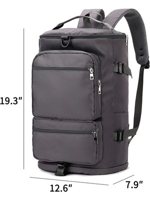 Masoffy1 Gri Tınyat Büyük Kapasiteli Kadın Seyahat Çantası Rahat Hafta Sonu Seyahat Sırt Çantası Bayanlar Spor Yoga Bagaj Çantaları Işlevli Crossbody (Yurt Dışından)