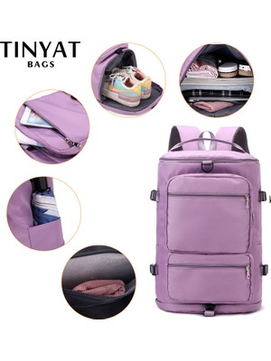 Masoffy1 Gri Tınyat Büyük Kapasiteli Kadın Seyahat Çantası Rahat Hafta Sonu Seyahat Sırt Çantası Bayanlar Spor Yoga Bagaj Çantaları Işlevli Crossbody (Yurt Dışından)