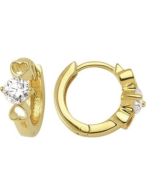 goldkupe 14 Ayar Taşlı Halka Altın Küpe