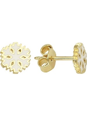 goldkupe 14 Ayar Altın Kar Tanesi Küpe