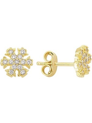 goldkupe 14 Ayar Taşlı Kar Tanesi Altın Küpe 1,36 gr