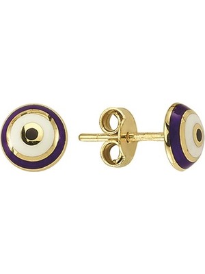 goldkupe 14 Ayar Nazar Boncuğu Altın Küpe