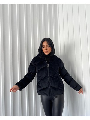 Candy Butik Fit Fitilli Kadife Puffer Içi Astarlı Şişme Mont