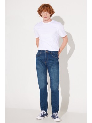 Lee Austin Straight Fit Düz Kesim Yüksek Bel Mavi Esnek Jean Kot Pantolon