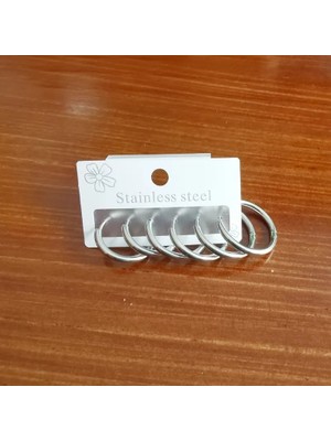 She Accessories Stainless Steel Halka Çoklu Çelik Küpe