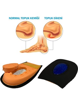 Srtfootcare Heelspur (Epin Topukluk) Hakiki Deri Jel Takviyeli Topuk Dikeni Yarım Tabanlık 1 Çift