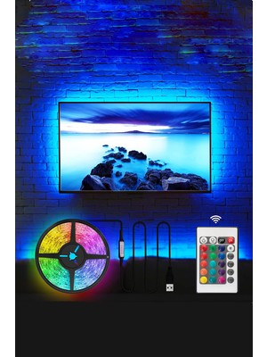 UZMLİGHT Cata CT-4566 Tv Arkası Ambiyans Rgb Şerit LED Seti 3 Metre Kumandalı