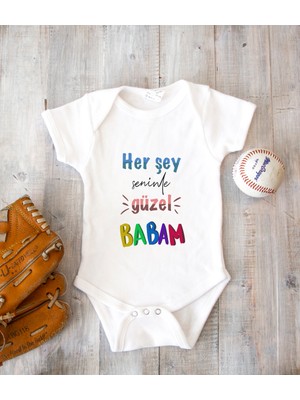 Tuğba Baby Isme Özel Isimli Baskı Yazılabilen %100 Pamuk Baba Baskılı Babaya Özel Hediye Bebek Zıbın Body 050