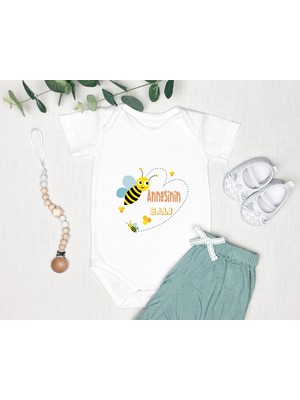 Tuğba Baby Isme Özel Isimli Baskı Yazılabilen %100 Pamuk Anne Balı Bebek Zıbın Bod