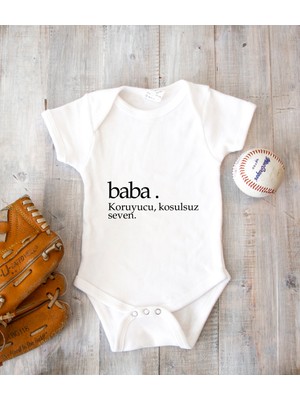 Tuğba Baby Isme Özel Isimli Baskı Yazılabilen %100 Pamuk Baba Baskılı Babaya Özel Hediye Bebek Zıbın Body 050