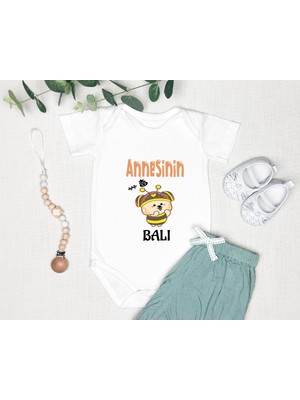Tuğba Baby Isme Özel Isimli Baskı Yazılabilen %100 Pamuk Anne Balı Bebek Zıbın Bod