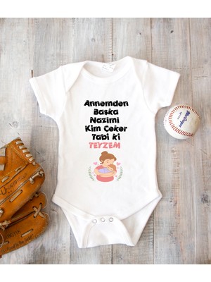 Tuğba Baby Isme Özel Isimli Baskı Yazılabilen %100 Pamuk Teyzesin Balı Bebek Zıbın Bod