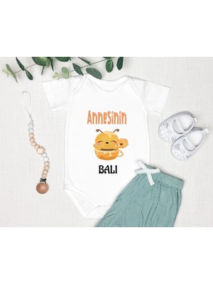 Tuğba Baby Isme Özel Isimli Baskı Yazılabilen %100 Pamuk Anne Balı Bebek Zıbın Bod
