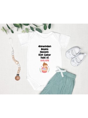 Tuğba Baby Isme Özel Isimli Baskı Yazılabilen %100 Pamuk Halasının Balı Bebek Zıbın Bod