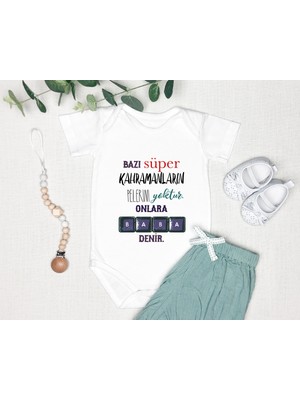 Tuğba Baby Isme Özel Isimli Baskı Yazılabilen %100 Pamuk Baba Baskılı Babaya Özel Hediye Bebek Zıbın Body 050