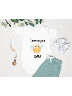 Tuğba Baby Isme Özel Isimli Baskı Yazılabilen %100 Pamuk Anneannesin Balı Bebek Zıbın Bod