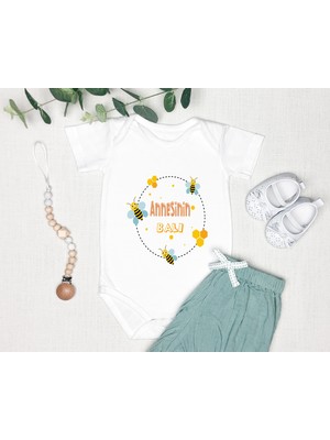 Tuğba Baby Isme Özel Isimli Baskı Yazılabilen %100 Pamuk Anne Balı Bebek Zıbın Bod