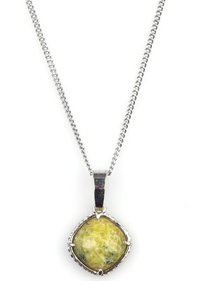 Alibaba Doğaltaş Yeşim Doğal Taş Gümüş Renkli Kolye