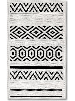 Bluenity Hat Doğal Pamuklu 2'li Banyo Kilim Seti 60X100+50X60 cm Siyah