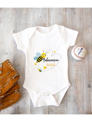 Tuğba Baby Isme Özel Isimli Baskı Yazılabilen Pamuk Babaannesinin Balı Bebek Zıbın Bod