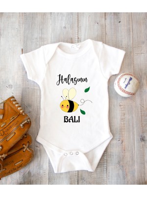 Tuğba Baby Isme Özel Isimli Baskı Yazılabilen Pamuk Halasının Balı Bebek Zıbın Bod