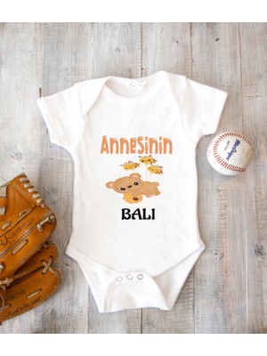 Tuğba Baby Isme Özel Isimli Baskı Yazılabilen Pamuk Anne Balı Bebek Zıbın Bod
